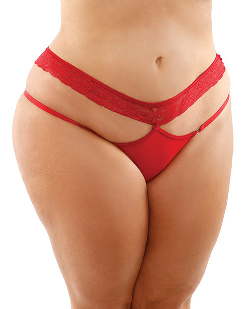 Red microfiber bikini panty with lace waistband in QN size, smooth and comfortable design