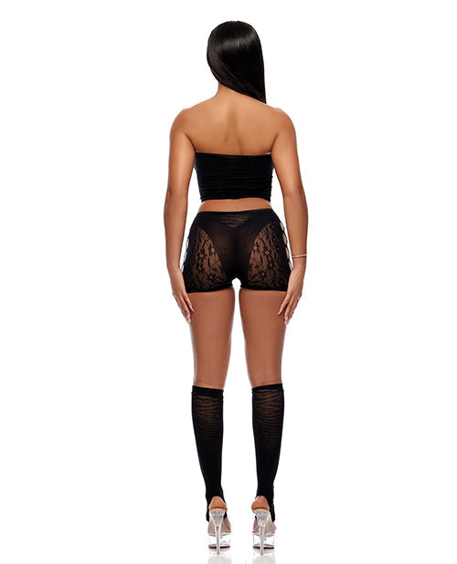 Cross Your Mind Tube Top w/Boy Short & Open Toe Socks Bodystocking