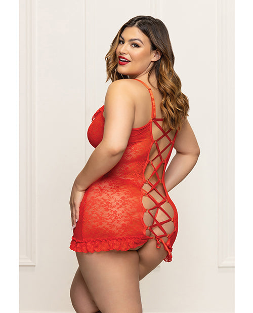 Lace Chemise w/Ruffle Trim & G-String